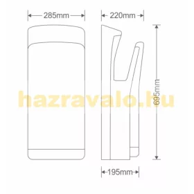 Kézbedugós légpengés jet kézszárító infravezérlésű 230V 200W fehér automata infrás