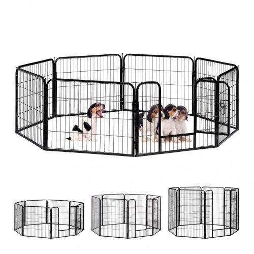 Dog pen, puppy pet playpen 8-sided easy installation 60 cm high black