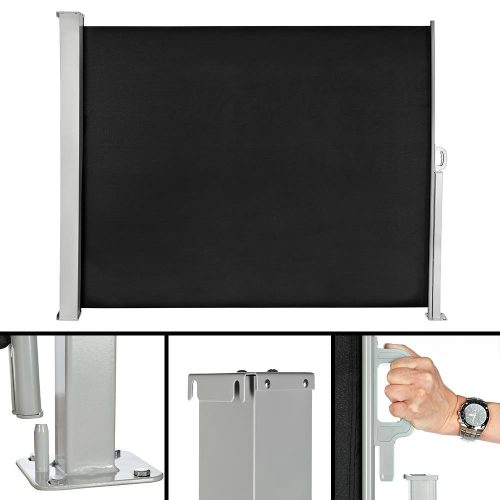 Room divider retractable screen 300x160 cm windbreak windshield black for outdoor and indoor use