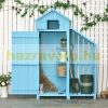Garden shed blue wooden tool shed firewood storage with bitumen roof 130x54.5x180 cm
