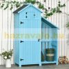 Garden shed blue wooden tool shed firewood storage with bitumen roof 130x54.5x180 cm