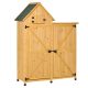 Garden shed wooden double door tool room lacquered pine wood 138x54.5x175 cm