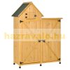 Garden shed wooden double door tool room lacquered pine wood 138x54.5x175 cm