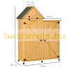 Garden shed wooden double door tool room lacquered pine wood 138x54.5x175 cm