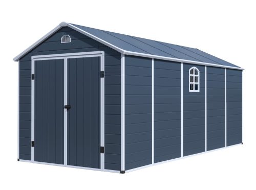 Garden house, plastic tool house, gray small house 241x238x456 cm G21 Boston 1104