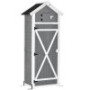 Small garden house wooden tool house with folding table gray white 78x52.5x182 cm