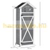 Small garden house wooden tool house with folding table gray white 78x52.5x182 cm