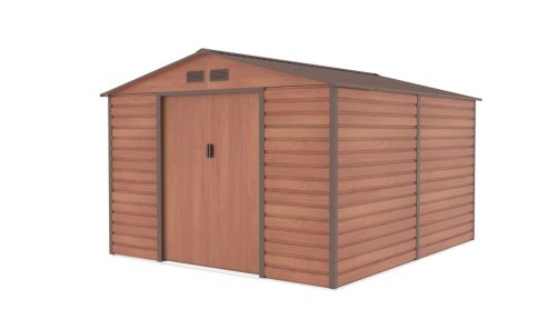 Garden house, steel tool house, wood effect small house 277x198x319 cm brown G21 GAH 884