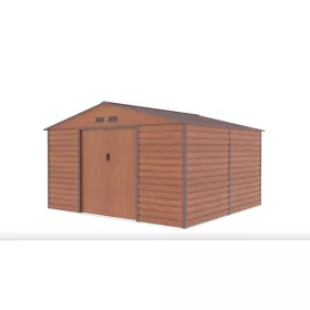   Kerti ház, acél szerszámos ház, fa hatású kisház 340x205x319 cm barna G21 GAH 1085 