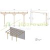 Kocsibeálló pergola 300x500 cm fenyőfa oldalfalhoz rögzíthető impregnált fa tetőfedés nélküli