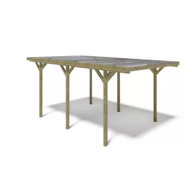   Kocsibeálló pergola 300x500x233 cm fenyőfa szabadon álló impregnált fa hullámlemez tető