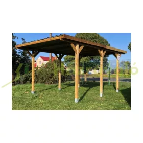   Kocsibeálló pergola 300x500x233 cm fenyőfa szabadon álló impregnált fa hullámlemez tető