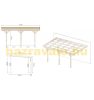 Car parking pergola 300x500 cm pine wood can be attached to the side wall impregnated wood cross and longitudinal beam open roof