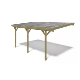   Kocsibeálló pergola 300x500 cm fenyőfa oldalfalhoz rögzíthető impregnált fa PVC tető borítás