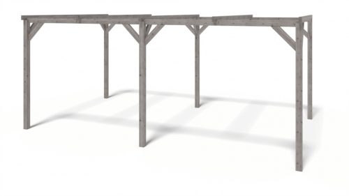 Kocsibeálló pergola 300x510 cm fenyőfa szabadon álló impregnált szürke autóbeálló tető nélkül