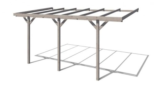 Kocsibeálló pergola 300x524 cm fenyőfa 15 m² oldalfalhoz rögzíthető autóbeálló impregnált fa