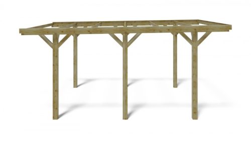 Kocsibeálló pergola 304x512 cm fenyőfa 15,56 m² szabadon álló impregnált autóbeálló tető nélkül