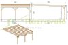 Double car parking pergola 580x510 cm pine wood can be attached to the side wall impregnated wood cross and longitudinal beam open roof