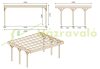 Dupla Kocsibeálló pergola 600x500 cm fenyőfa szabadon álló impregnált fa PVC tető borítás