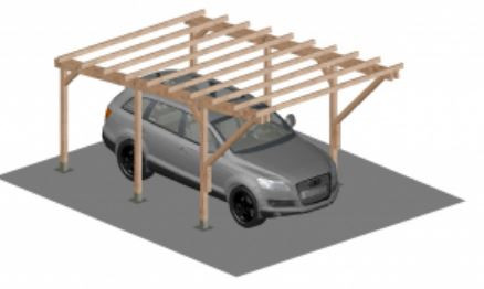 Kocsibeálló 300x500 cm autóbeálló impregnált fa pergola tetőfedés nélküli