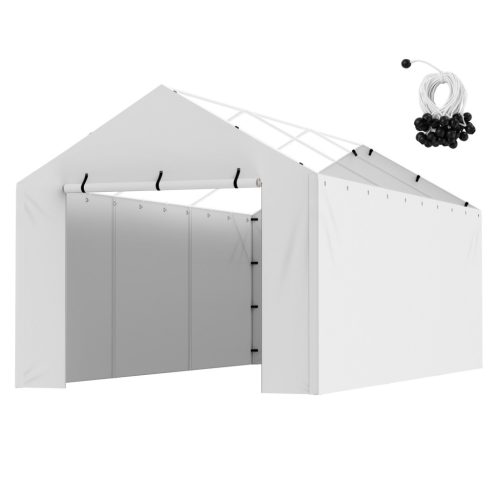 Car parking mobile garage 300x600 cm waterproof and UV-protected tent garage white (roof and frame not included)