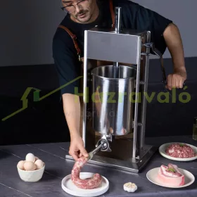   Kolbásztöltő manuális hurkatöltő 10 literes függőleges kolbászkészítő gép rozsdamentes acél