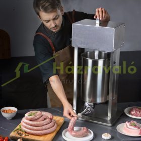   Kolbásztöltő elektromos hurkatöltő 12 literes 200W professzionális függőleges kivitelű rozsdamentes acél