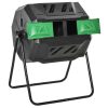 Compost bin 160 liter capacity 2-compartment rotatable black compost bin 71x65x96 cm