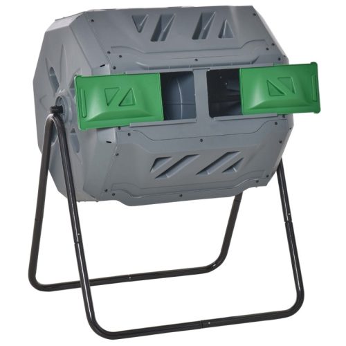 Compost bin 160-liter capacity 2-compartment rotatable compost bin 71x65x96 cm