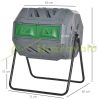 Compost bin 160-liter capacity 2-compartment rotatable compost bin 71x65x96 cm