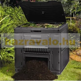   Keter komposztáló műanyag láda otthoni komposztáláshoz aljzattal 470l zöldhulladék gyűjtő, humusz készítés E-Composter Curver