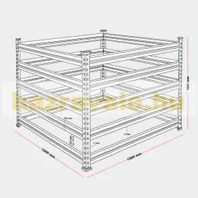   Komposztláda fém komposztáló keret 1300 liter komposztáló tartály galvanizált biokomposztáló biohulladékhoz