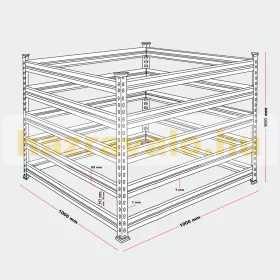   Komposztláda fém komposztáló keret 900 liter komposztáló tartály galvanizált biokomposztáló biohulladékhoz