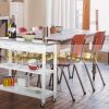 Service cart on wheels with 2 drawers, 2 shelves, large granite worktop in white