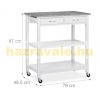 Service cart on wheels with 2 drawers, 2 shelves, large granite worktop in white