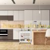 Service cart on wheels with 2 drawers, 2 shelves, large granite worktop in white