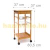 Rolling trolley bamboo kitchen trolley with 2 practical shelves, 2 metal mesh baskets and 1 drawer 