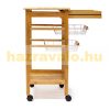 Rolling trolley bamboo kitchen trolley with 2 practical shelves, 2 metal mesh baskets and 1 drawer 