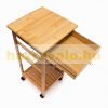 Rolling trolley bamboo kitchen trolley with 2 practical shelves, 2 metal mesh baskets and 1 drawer 