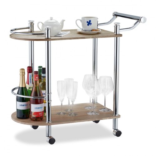Elegant bar cart, 2-level bar cart in Sonoma oak color