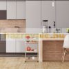 Bamboo service cart on wheels, small kitchen cart with 3 levels