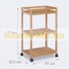 Bamboo service cart on wheels, small kitchen cart with 3 levels