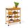 Rolling bamboo service cart, kitchen cart with 3 removable baskets, wine rack 