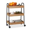 Kitchen trolley with 3 shelves bamboo kitchen cart on wheels 70 x 49.5 x 28 cm