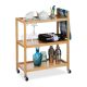 Kitchen cart with wheels 3-level bamboo kitchen cart 76.5 x 58 x 30 cm