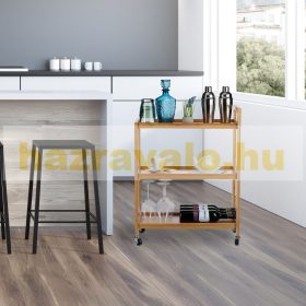   Zsúrkocsi gurulós 3 szintes bambusz konyhai kiskocsi 76,5 x 58 x 30 cm