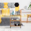 Kitchen cart with wheels 3-level bamboo kitchen cart 76.5 x 58 x 30 cm