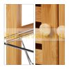 Rolling bamboo service cart, small kitchen cart with basket, lots of storage space 