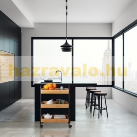   Zsúrkocsi gurulós 3 polcos bambusz konyhai kiskocsi 70 x 49,5 x 28 cm