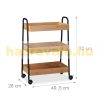 Kitchen trolley with 3 shelves bamboo kitchen cart on wheels 70 x 49.5 x 28 cm